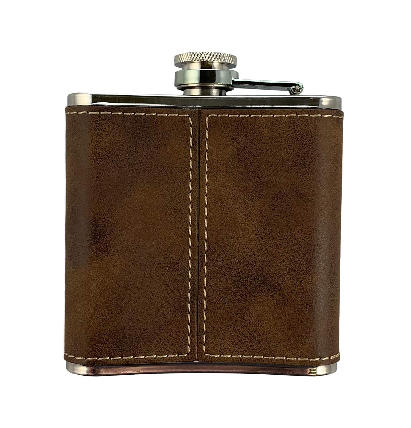 Duffey Irish Coat of Arms Leather Flask - Rustic Brown - Image 3