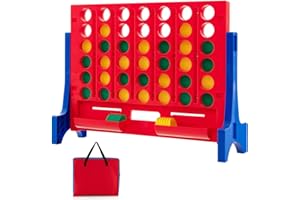 KOTEK Wall Mounted Giant 4 in A Row, Jumbo 4-to-Score Board Game Set with Carrying Bag & 42 Coins, Quick Release Bar, Indoor 