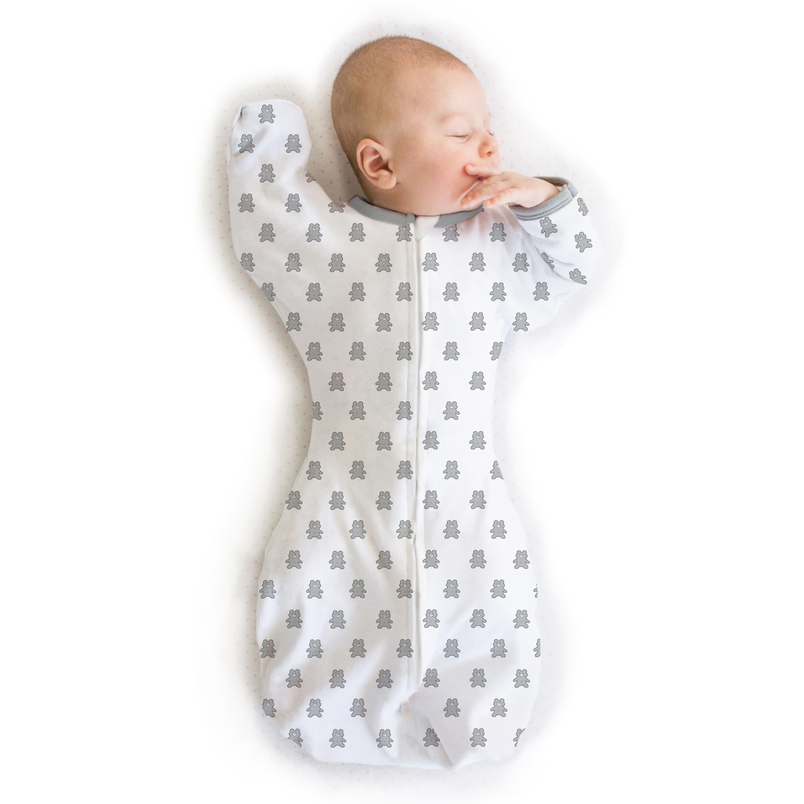Photo 1 of ***(HEAVILY USED/ MINOR DAMAGE)***Amazing Baby Transitional Swaddle Sack, Arms Up Half-Length Sleeves & Mitten Cuffs, Swaddle for Newborn Transition to Baby Sleep Sack Wearable Blanket, Medium, 3-6 Month, 14-21 lb, Sterling Tiny Bear
