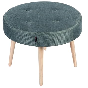 Decostyle PU Foam Gyra Stool with Solid Wood Legs for Living Room/Bed Room