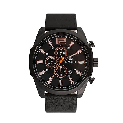 Mens Lyon Black with Black Leather Band Watch GLY-150L1-11