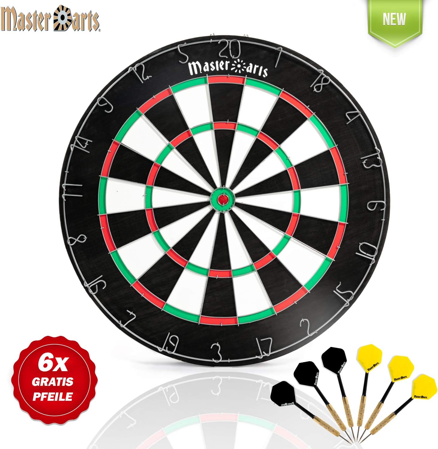 Dartscheibe 30,35 Cm Mit 4 Dartpfeilen - Metallspitzen, Ohne Metallspinne Für Maximale Trefferfläche