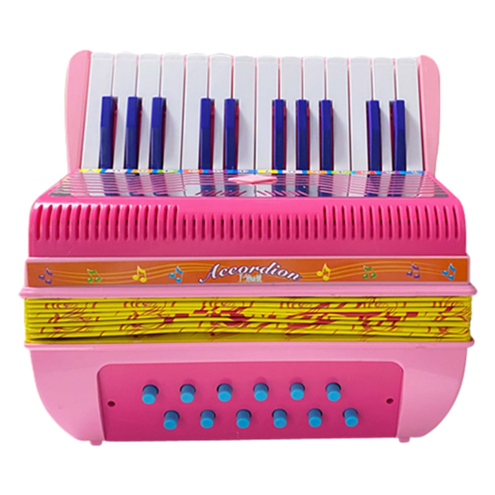 Photo 1 of 24-key 12 Bass Accordion ABS Material Pleasing Sound Sturdy Strap Lightweight Button Accordion Hand eye Coordination, Stage Performance, Musical Instrument Beginners (Pink)