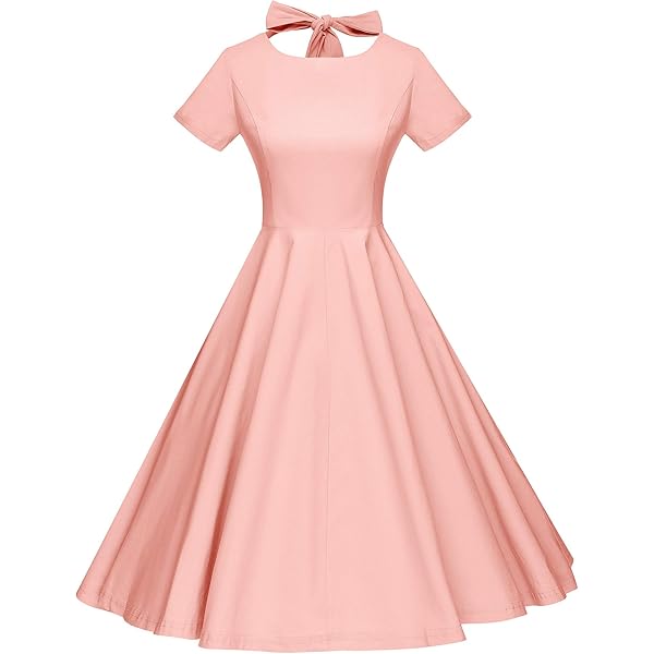 Emily Charm Women's Vintage 50s Solid Color Scoop Neck Flare Dress Blue XS at Amazon Women's Clothing store Emily Charm Women's Vintage 50s Solid Color Scoop Neck Flare Dress Blue XS at Amazon Women's Clothing store