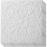 Art3d Spanish Floral Drop Ceiling Tiles, 24 x 24 in, 12-Pack, Matt White | PVC, Waterproof, Break-Proof, Wipeable Surface, Scratch Resistant, Cover 48 Sq. Ft, Ideal for Home &amp; Commercial Spaces