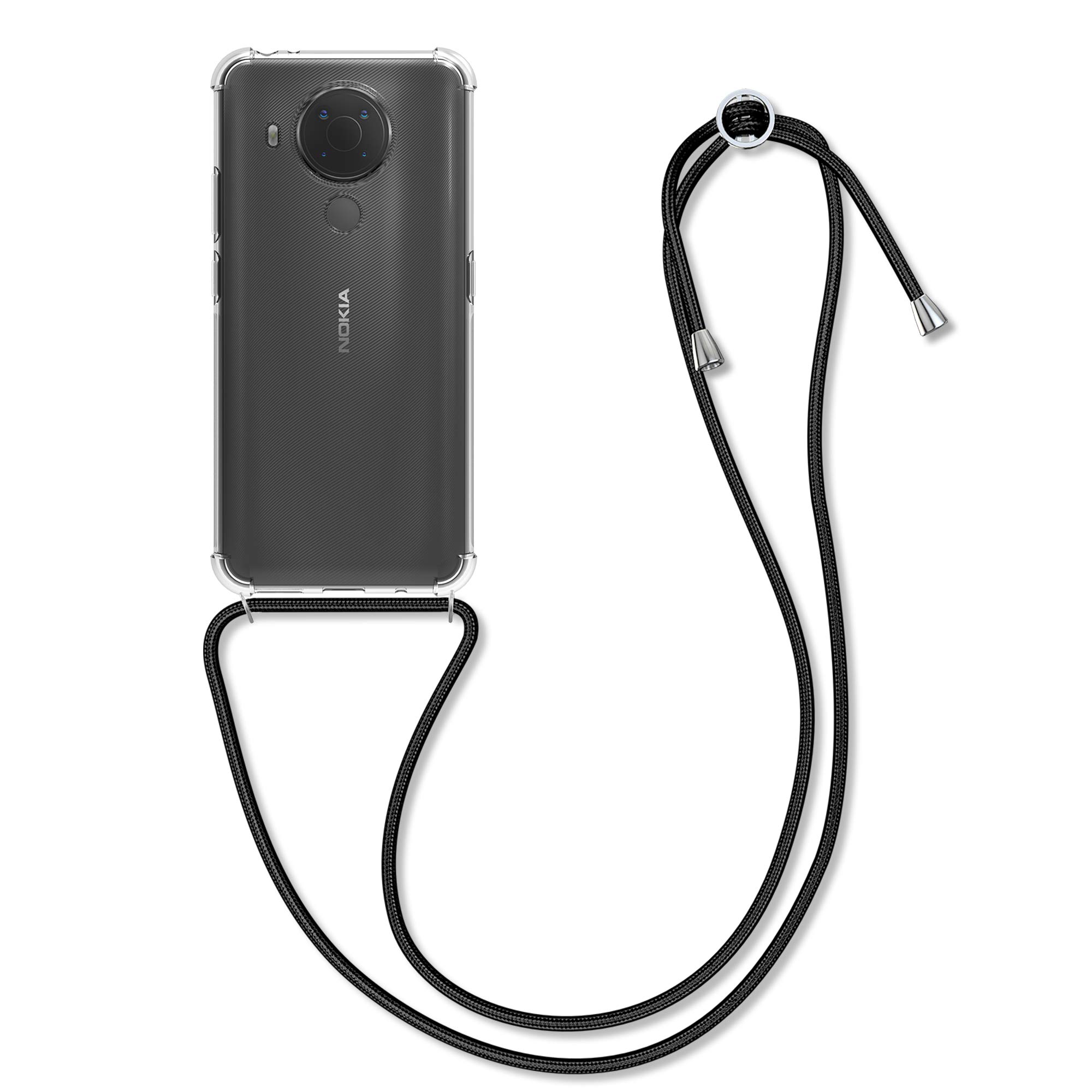 kwmobile Crossbody Case Compatible with Nokia 5.4 Case - Clear TPU Phone Cover w/Lanyard Cord Strap - Transparent