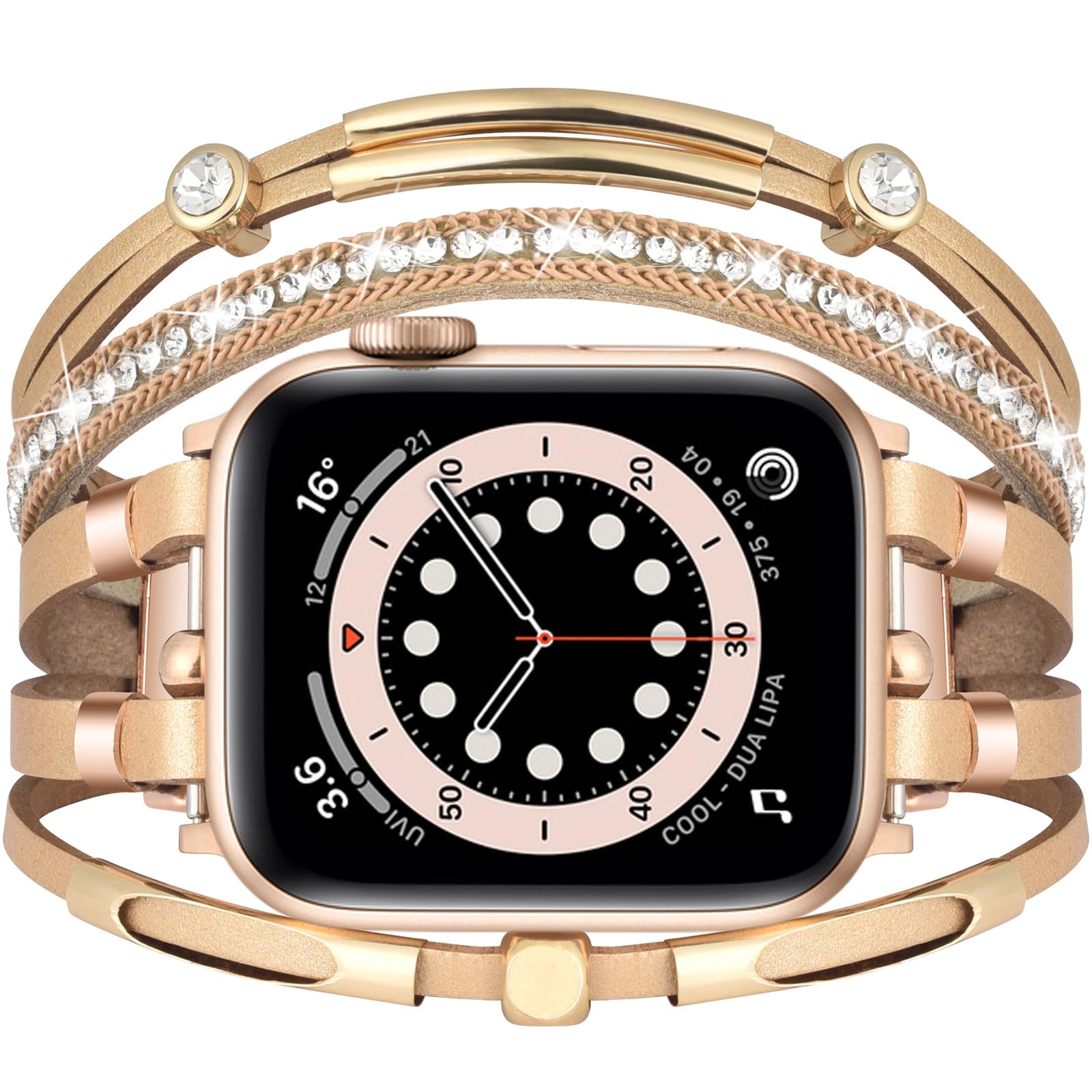 CAGOS Boho Bracelet Compatible with Apple Watch Bands for Women 38mm 40mm 41mm 42mm 44mm 45mm 46mm 49mm, Cute Handmade Bling Dressy Multilayer Wrap Leather Strap for iWatch Band Series 11/10/9/8/7/6/5/4/3/2/1/SE/Ultra