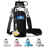RRegeny Water Bottle Holder with Strap for Hydroflask 32oz 40oz, Carrier Sling Bag with Phone Pocket Water Bottle Sleeve for Men Women Hiking Camping Travelling