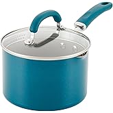 Rachael Ray 12020 Create Delicious Nonstick Sauce Pan / Saucepan with Straining and Lid, 3 Quart - Teal Shimmer
