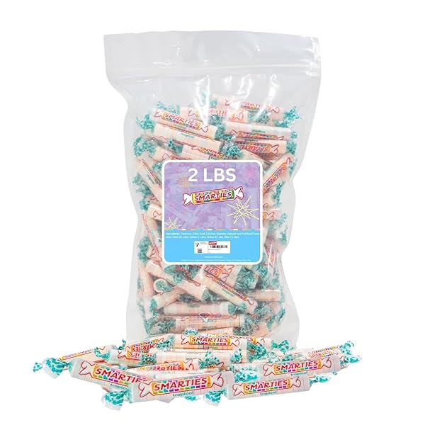SMARTIES TROPICAL CANDY ROLLS, GLUTEN-FREE & VEGAN FLAVOR TREATS, HARD INDIVIDUALLY WRAPPED, PEANUT-FREE PLANT DERIVED INGREDIENTS, HALLOWEEN, 2 LB BAG