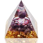 DRTMLY Orgonite Crystal Pyramid, Healing Energy Generator, Stress Relief, Good Luck &amp; Wealth (Amethyst)