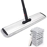 Flat Mop 24inch Heavy Duty Microfiber Wet Mop Commercial Mop | Deep Clean for Hardwood Tile Laminate 24-inch mop Frame Fits Most Homes Includes 4 Durable Reusable Pads