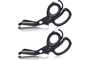 MEUUT 2 Pack Medical Scissors Trauma Shears with Carabiner design, 7.5" Fluoride Coated Non-stick Blades Bandage Scissor for Nurses, EMT, Household, outdoors
