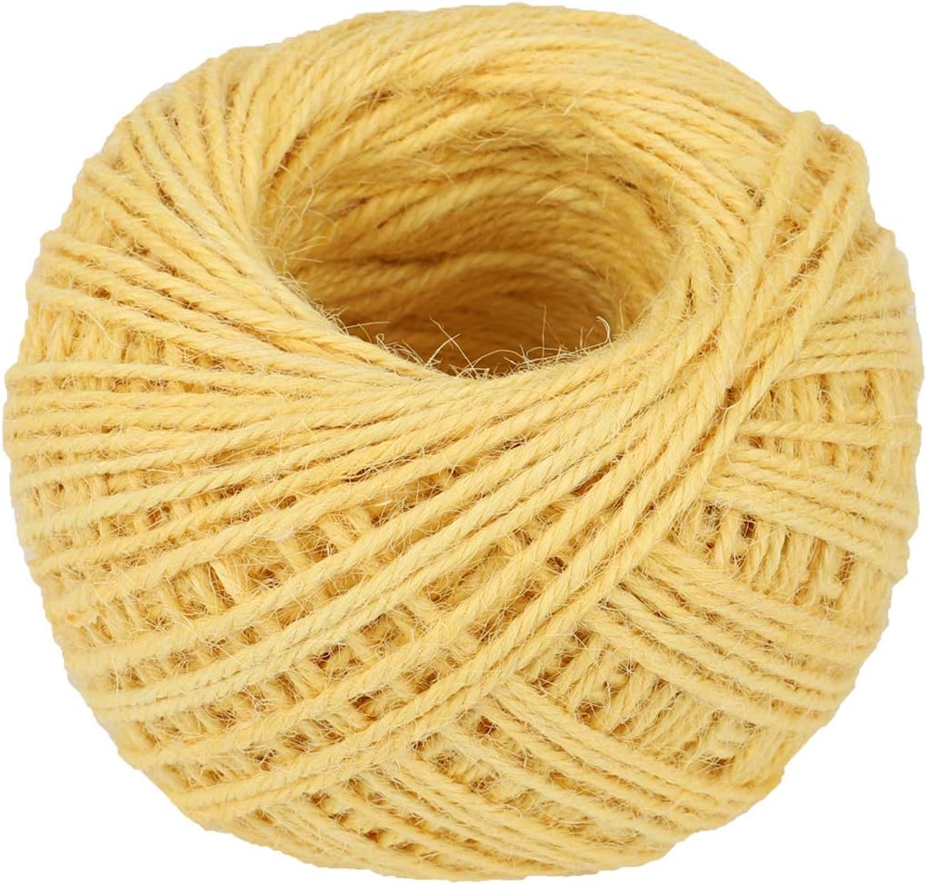 328 Feet Jute Twine Strong Cord Thick Rope String for DIY Art Craft Gift Wrapping Home Garden Deco (Yellow)