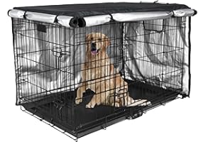 MEDIBOT Dog Crate Cover 48 inch - Double Door, Dog Kennel Indoor, Waterproof Dog Kennel Cover with Air Vent Window, for Indoor/Outdoor Most Wire Dog Crate(Black)