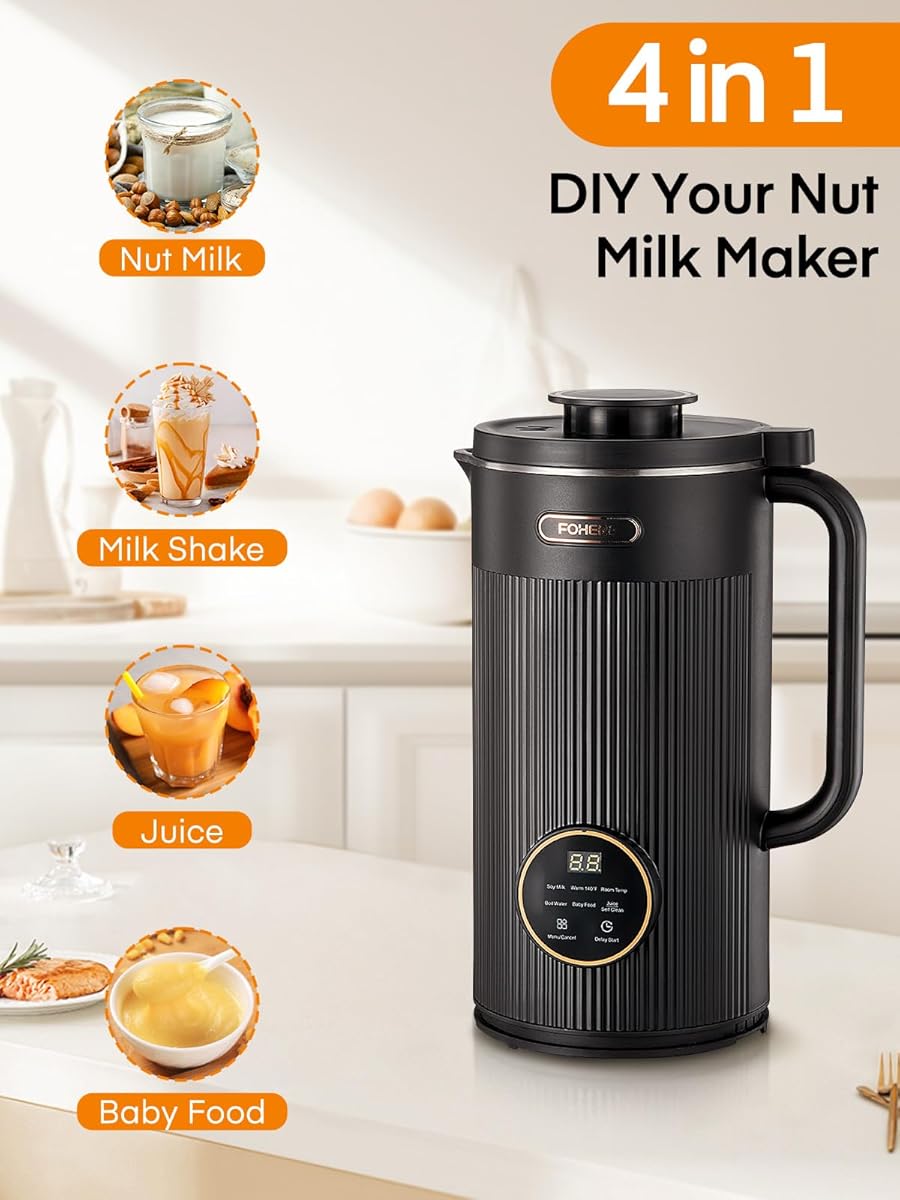 35OZ Nut Milk Maker Automatic Milk Maker Machine 800W for Homemade Plant-Based Milk Nut Oat Soy Juice Baby Food Milk Shake with 12h Timer/Auto-Clean/Room Temp/Keep Warm/Boil - high-quality product