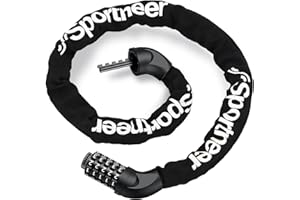 Sportneer Bike Lock: Heavy Duty 5-Digit Resettable Combination Bicycle Lock, High Security Anti-Theft Bike Chain Lock for Roa