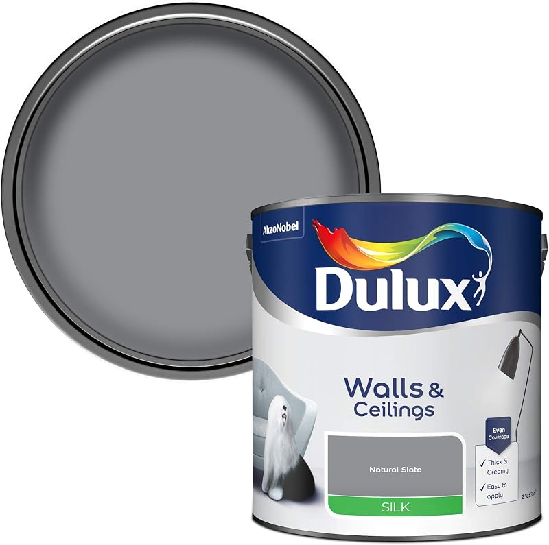 Dulux Silk Emulsion Paint For Walls And Ceilings Natural Slate 2.5L
