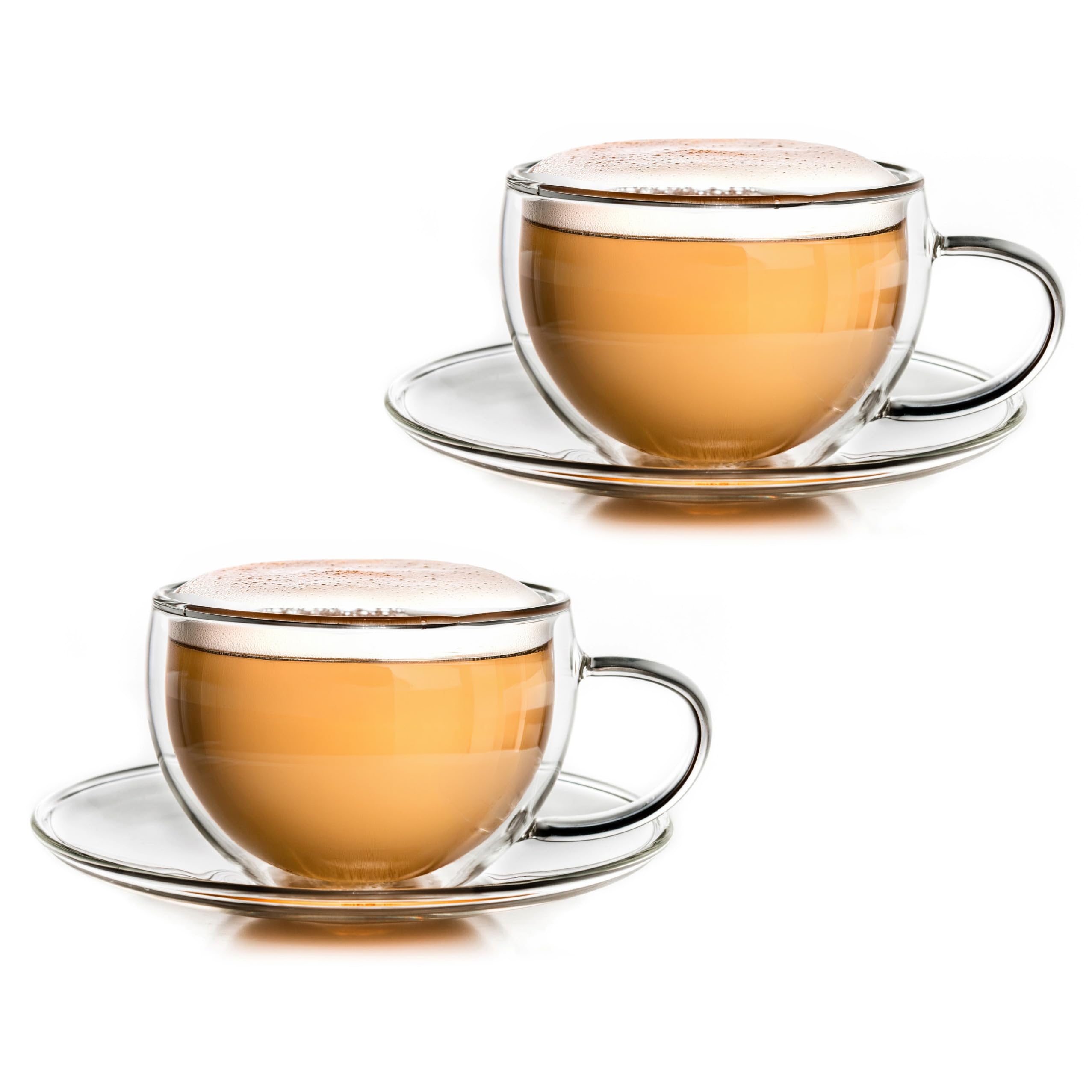 Creano 2X Thermo Cup, Double-Walled Tea/Latte Macchiato/Cappuccino Cup with Saucer, 250 ml