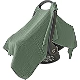 MOZAH Baby Car Seat Cover - Roman Green - 100% Organic Muslin - Soft, Breathable and Lightweight, Baby Infant Car Seat Essentials