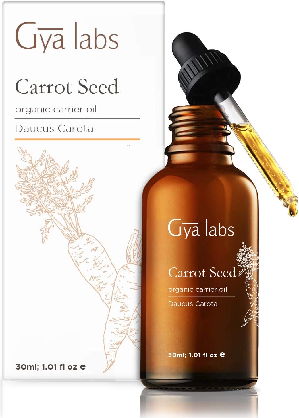Gya Labs Organic Carrot Seed Oil for Skin, 100% Pure Natural Unrefined Carrot Oil for Hair Skin, Face and Lip Care