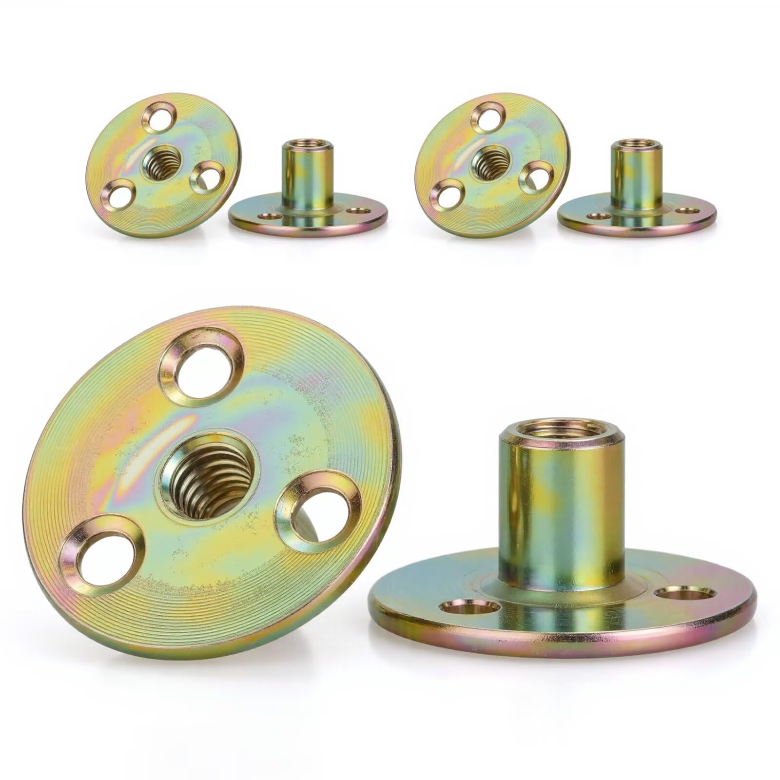 Photo 1 of 20 pcs 5/16"-18 Carbon Steel Round Base T-Nuts, Heavy-Duty Flange Insert Female Thread Nuts for Furniture Hardware, Woodworking & DIY Projects