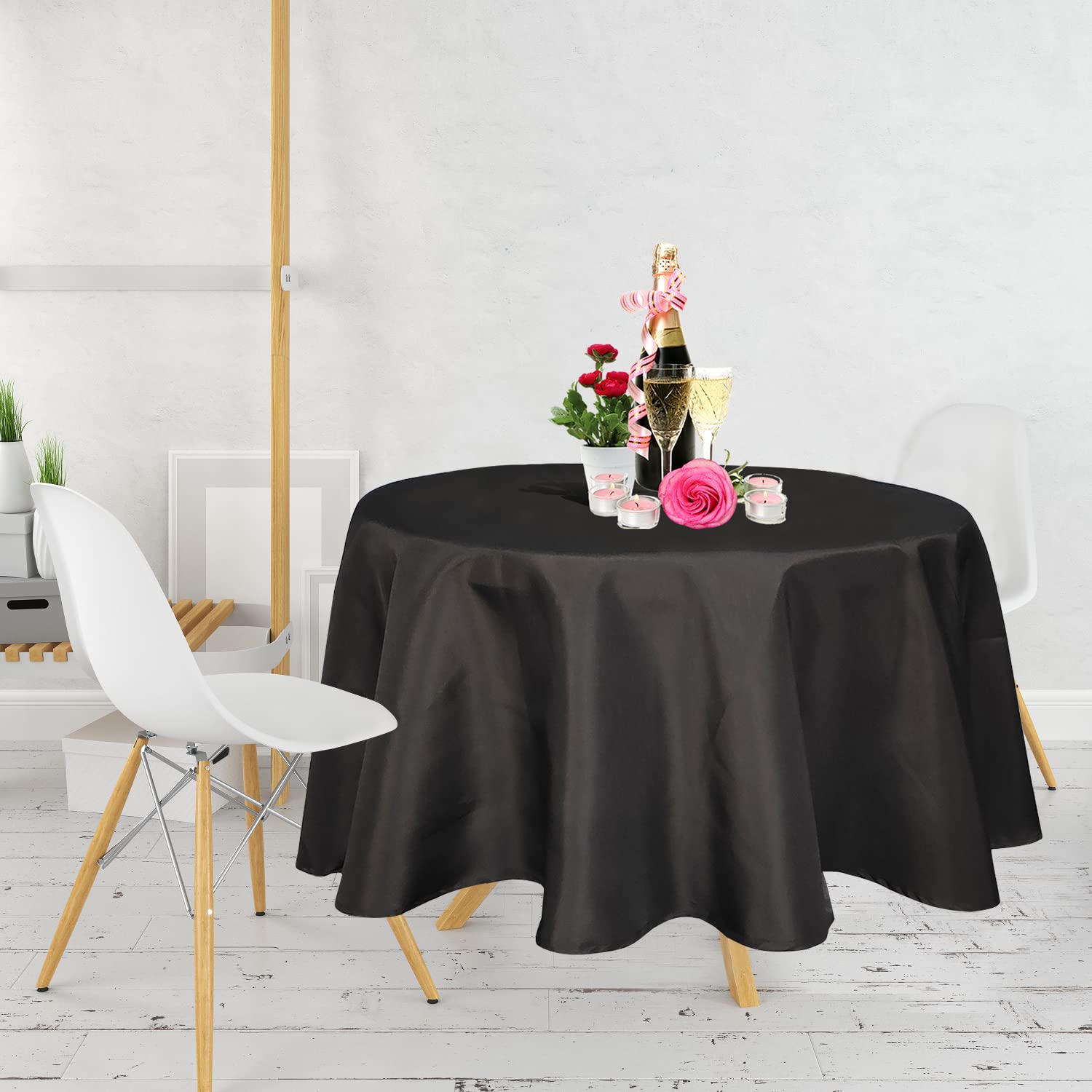 Covering All Occasions Tablecloth, 7, Polyester, Round - 108" - Black - 1pc