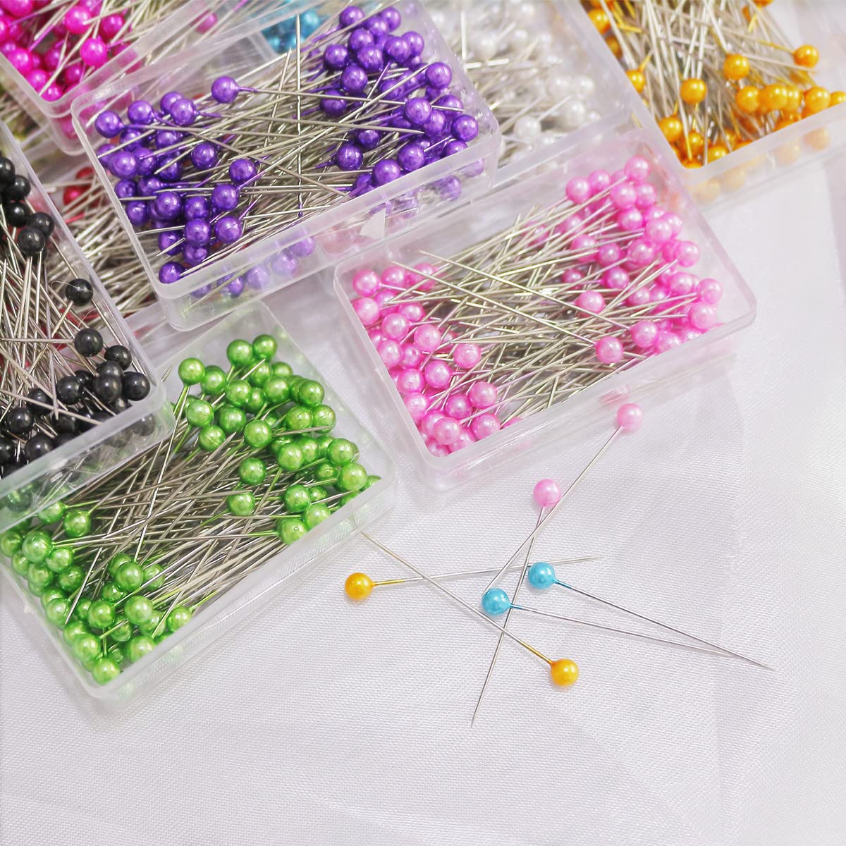 Fbshicung Fbshicung 1200PCS Sewing Pins for Fabric, Straight Pins with Pearlized Ball Heads Long 1.6inch, Quilting Pins for Dressmaker, Jewelry DIY Decoration, Craft and Sewing Tools
