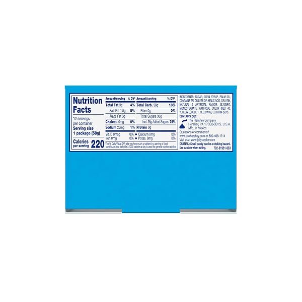 JOLLY RANCHER CHEWS ASSORTED FRUIT FLAVORED CANDY BOX, 2.06 OZ (12 COUNT)