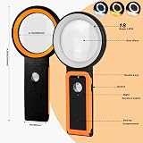 KIBTOY Magnifying Glass with Light and Stand 18 LEDs Folding Handheld Black view 5