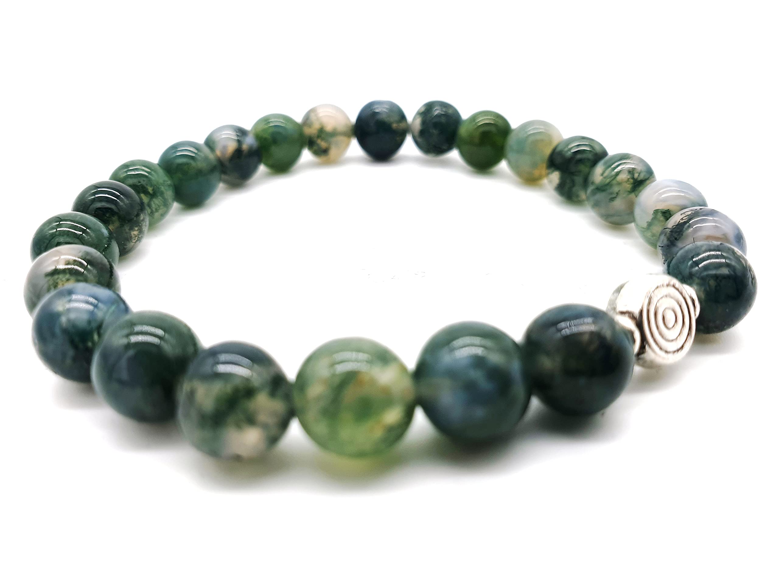 AB India Crafts Moss Agate Gemstone Bracelet, 18 cm, Green