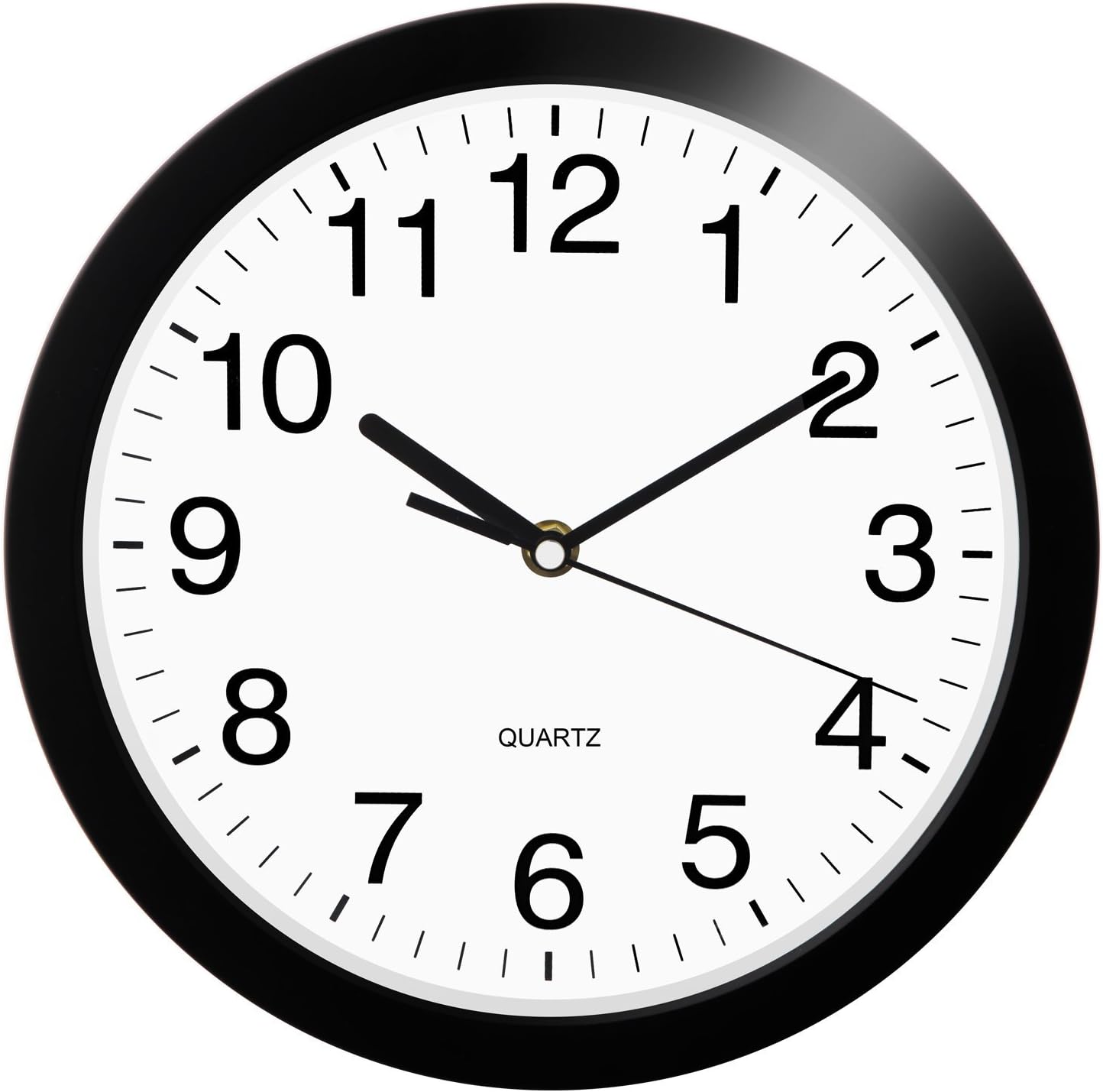 HeQiao 10 Inch Round Quartz Silent Non-Ticking Battery Operated Easy-Read Analog Clock for Home Office School