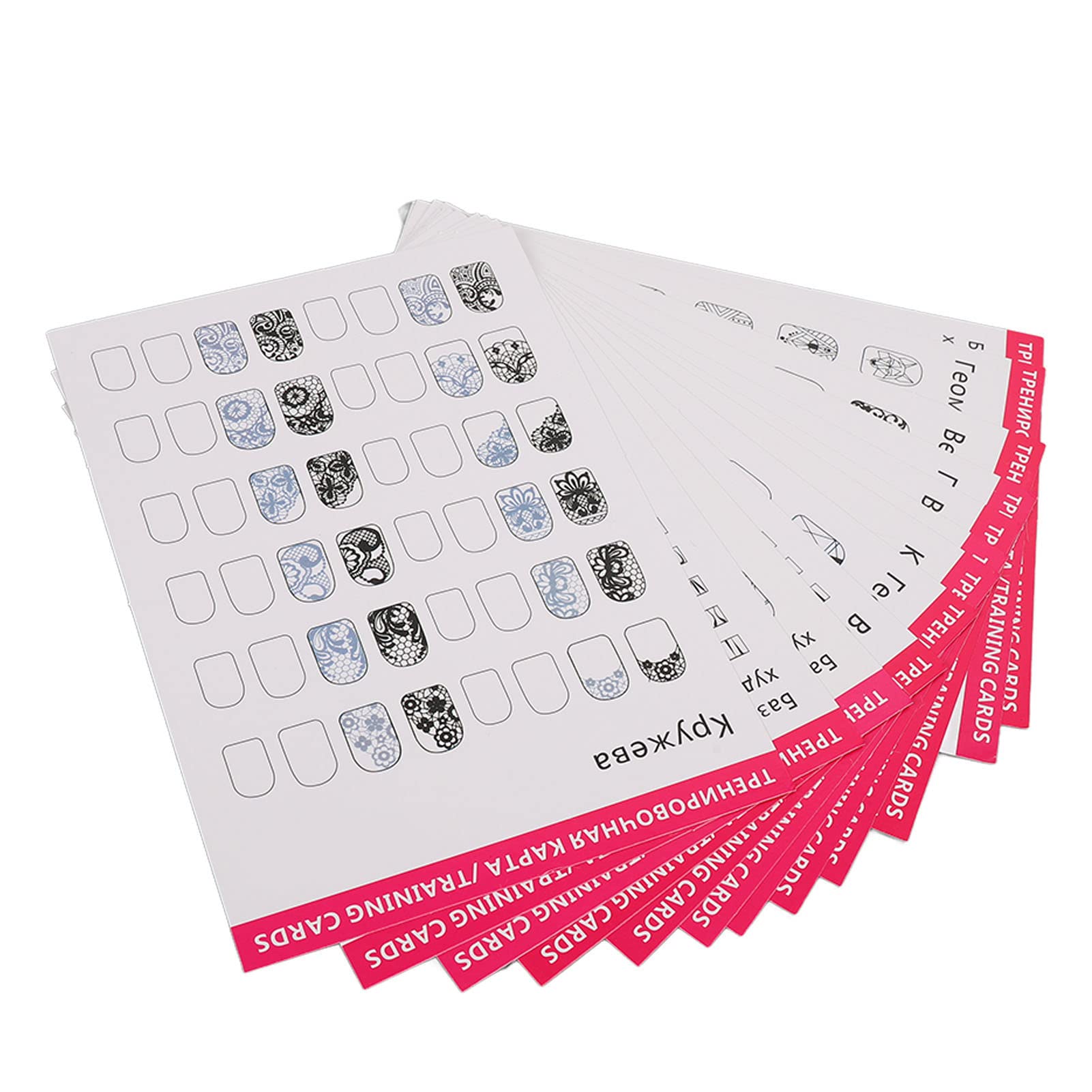 Acrylic Nail Training Mat Stereograph Washable Reusable Multi Nail Shapes 12 Modes Nail Art Practice Sheet for Nail Artist