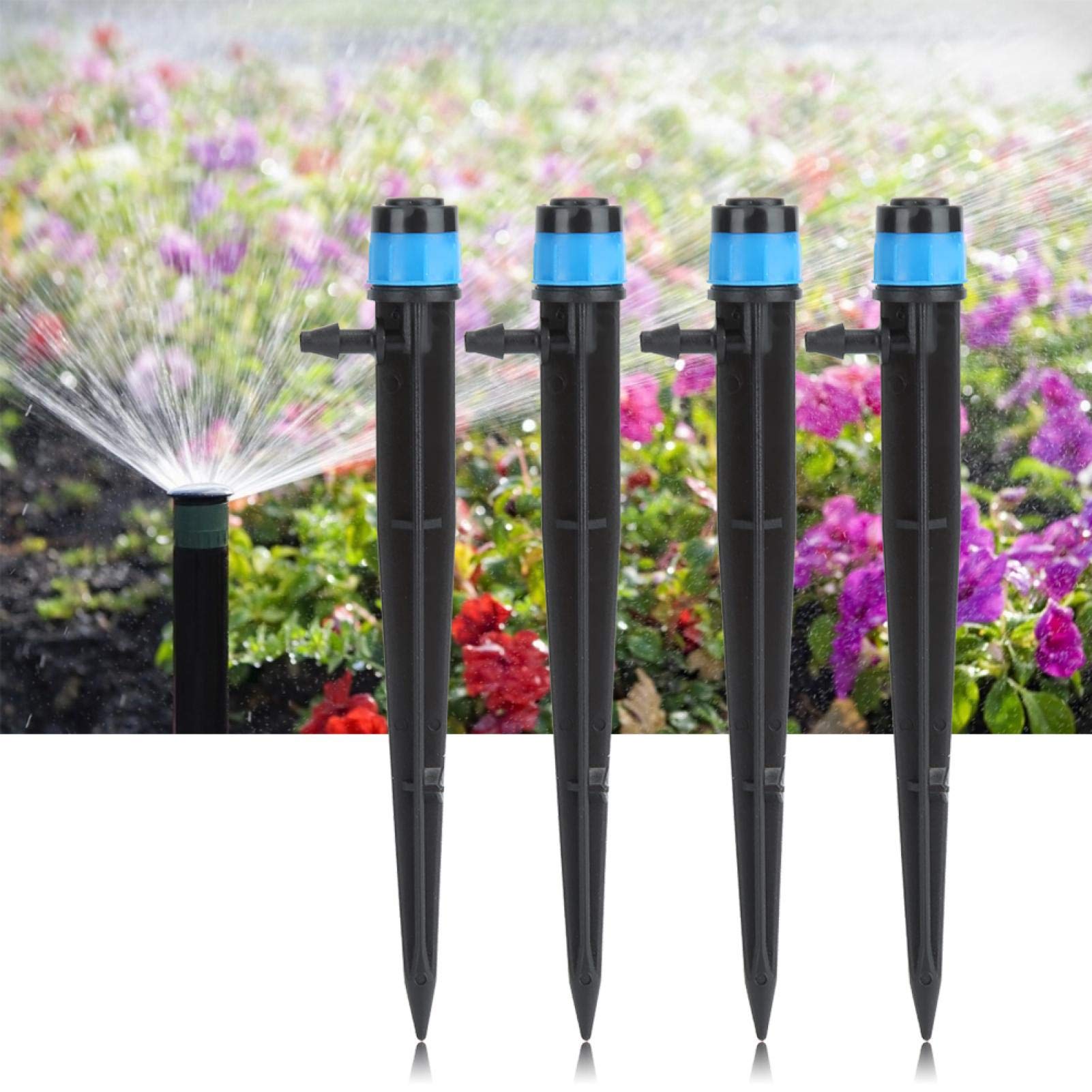 Mumusuki Ground Insert Type Irrigation Dripper Drip Sprinkler for Garden Watering System, Adjustable 360 Degree Water Flow, Pack of 100