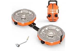 Cofiyard 20,000 BTUs 2 Burner Propane Camping Stove, Portable Folding Camp Stove with Adjustable Burners, Regulator and Carrying Bag, Dual Gas Stoves Easy Carrying Handle for Tailgating, Camping, BBQ