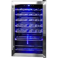 SMETA 35 Bottle Wine Refrigerator - Freestanding Touchscreen Wine Cooler, Black and Stainless Steel