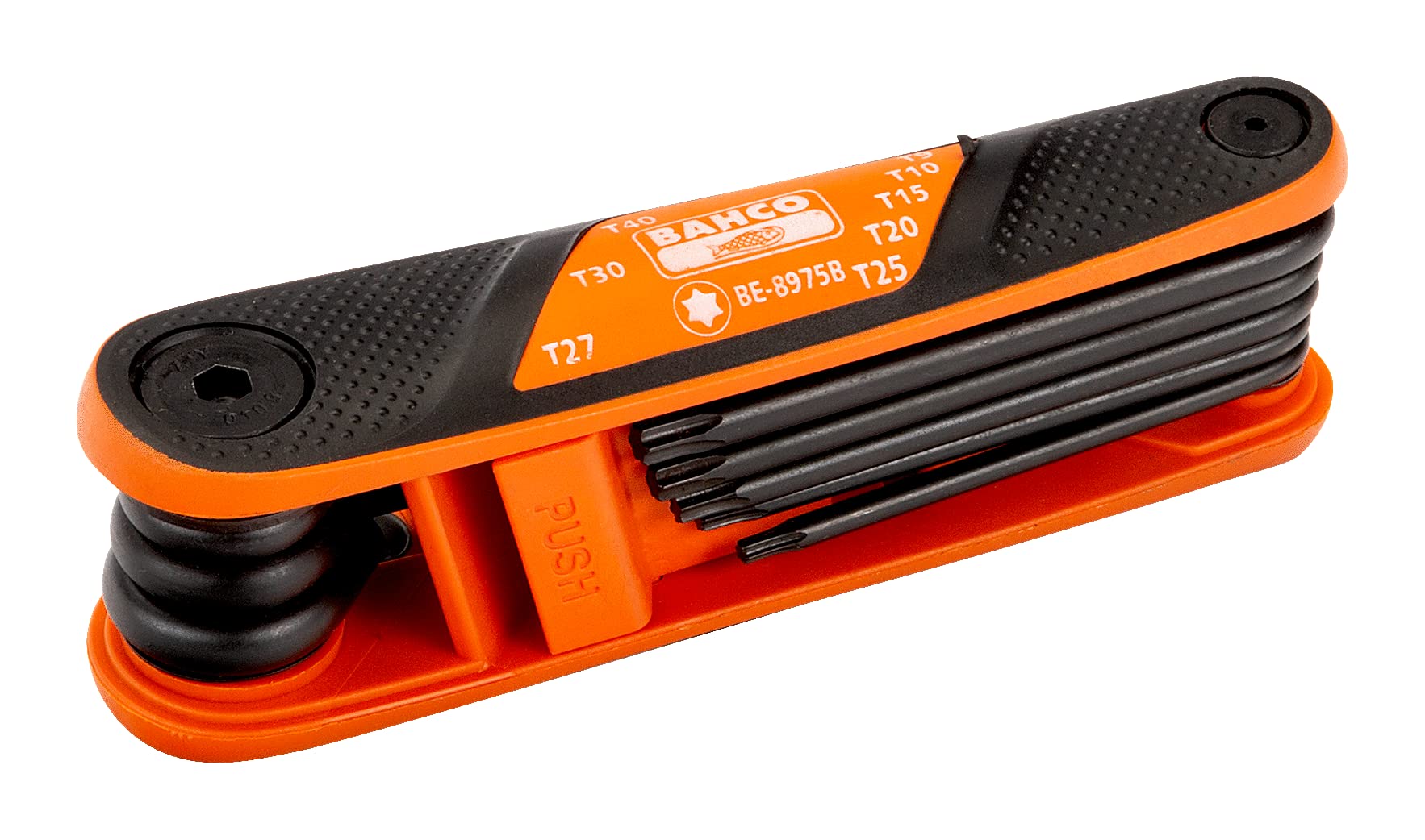 Bahco BE-8975B T9-T40 Offset Screwdrivers for Torx Head Screws, Orange/Black, Set of 8 Piece