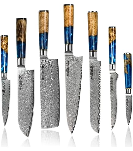 Amazon.com: SENKEN 7-Piece Damascus Kitchen Knife Set - Tsunami
