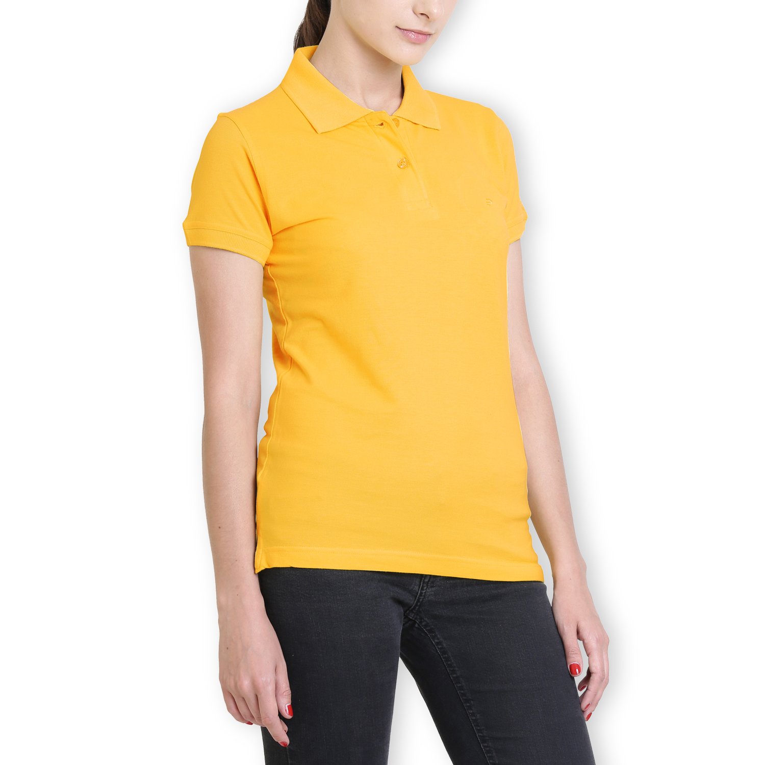 polo nation women's cotton polo t-shirt (yellow)