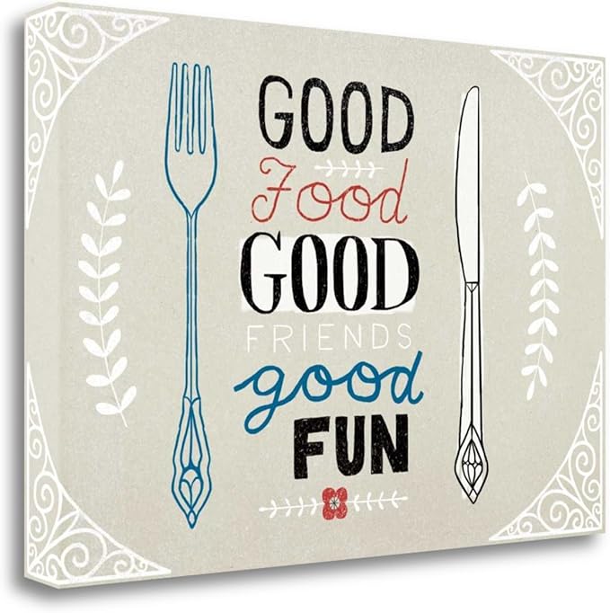 Amazon.com: Tangletown Fine Art Good Food Friends Fun Horizontal Print