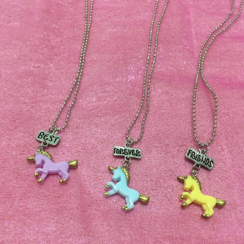 3pcs Necklace Set for Best Friends Unicorn Necklace Pendant Symbolize Girls Boys Best Friendship Necklace Last Forever Children Delicate Gifts
