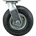Shepherd Hardware 9794 8-Inch Pneumatic Caster Wheel, Swivel Plate, Steel Hub with Ball Bearings, 5/8-Inch Bore Centered Axle