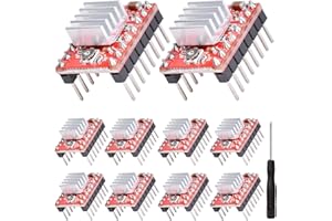 DKARDU 10 pcs A4988 Stepper Motor Driver Module Stepstick Stepper Adjustable Driver Module with Heat Sink Screwdriver for 3D Printer Reprap CNC Machine