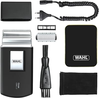 Wahl Pocket Travel Shaver Compact Rechargeable Beard Trimmer Black