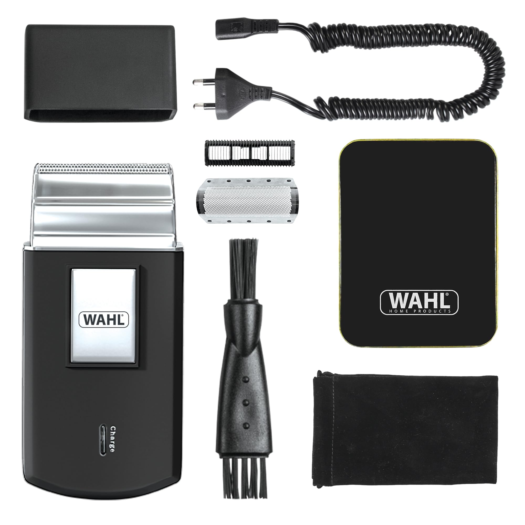 Wahl Travel Shaver - Cordless and rechargeable electric shaver for men, ideal for traveling, for cutting hair and beard, compact and portable