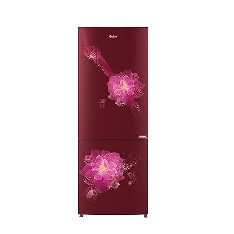 Haier 256 L 3 Star Inverter Frost-Free Double Door Refrigerator (HRB-2764CRB-E, Red Blossom, Bottom Freezer)