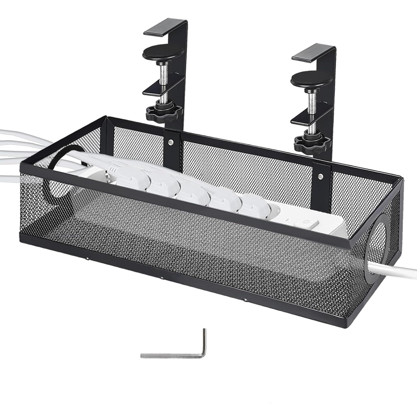 AWAOVV 1 Pcs Under Desk Wire Management Box Clamp Under Table Cord Management Organizer Cable Tray