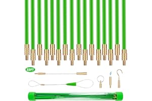 YIYITOOLS 22FT Fiberglass Electrical Wire Running Kit, Wire Fishing Tools Fish Tape Wire Puller, Cable Snake Fish Rods Kit with Different Attachments for Running Electrical,Ethernet,TV,Speaker Cables