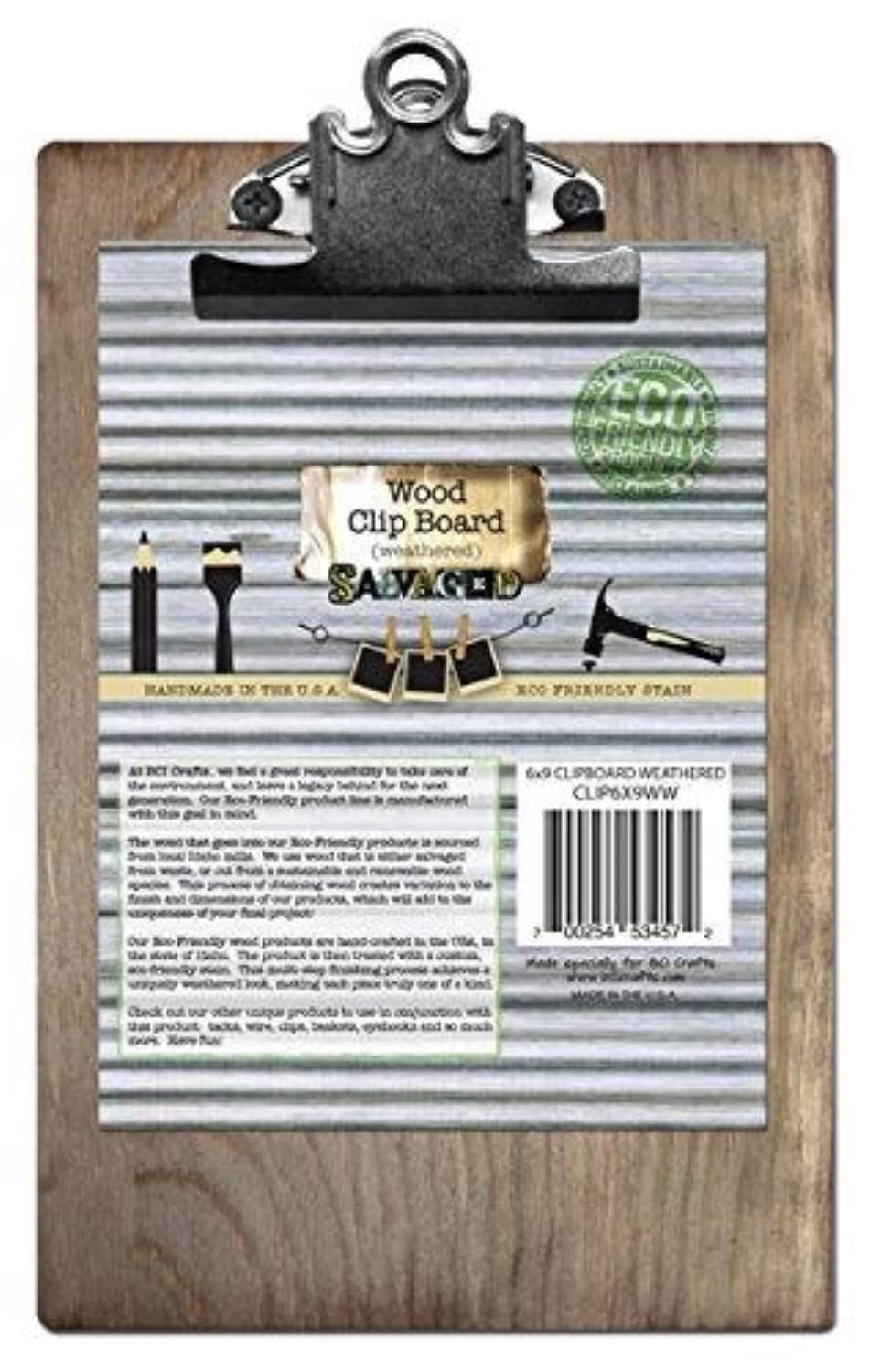 Bottle Cap Crafts 6 x 9-Inch Weathered Wood Clipboard, Brown