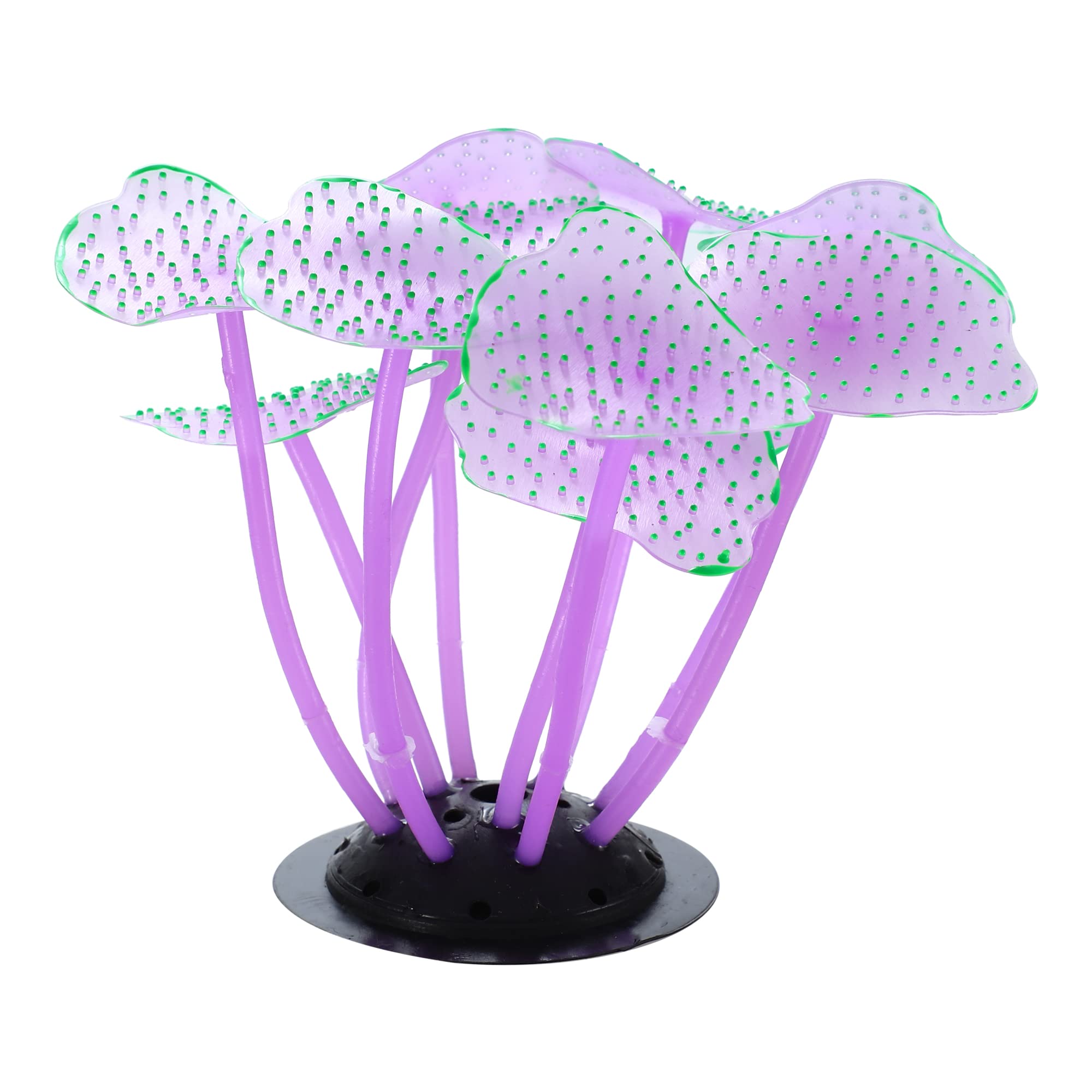 VOCOSTE Silicone Glowing Aquarium Mushroom Coral, for Fish Tank, Purple